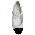 Load image into Gallery viewer, Chanel White Boucle Mary Jane Flats with Black Patent Cap Toe
