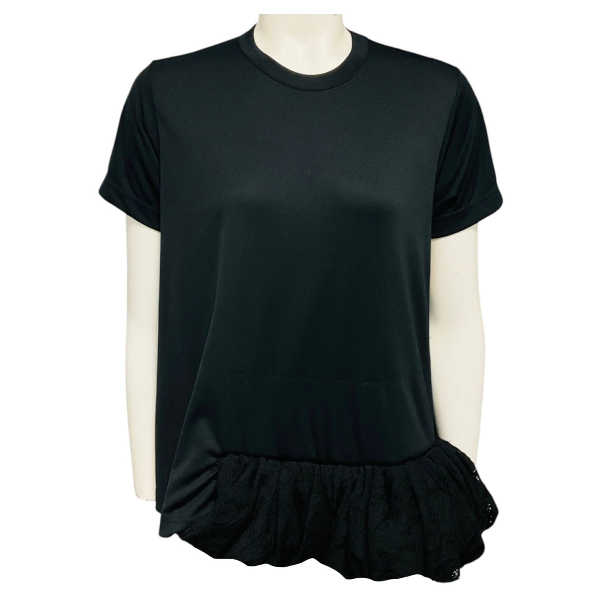 Comme des Garcons Black Ruffle Bottom T-Shirt
