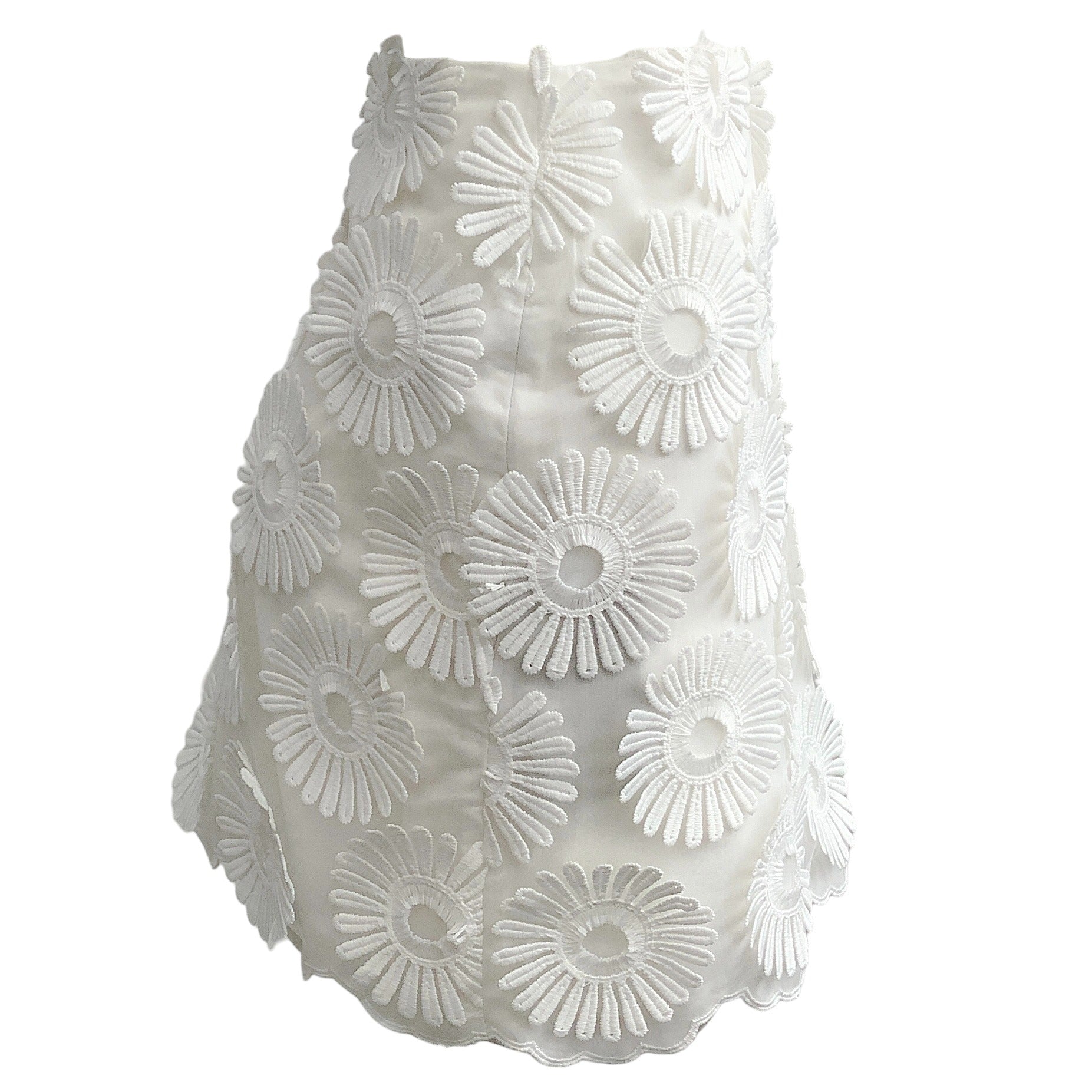 Elie Saab White Floral Embroidered Tulle Skirt