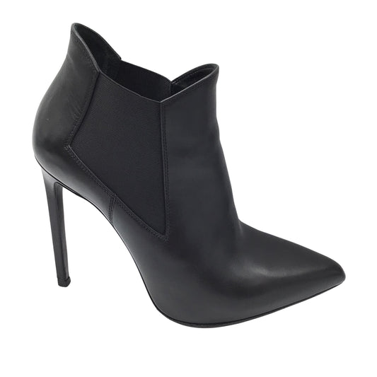 Saint Laurent Chelsea Black Pointed Toe High Heeled Leather Ankle Boots / Booties