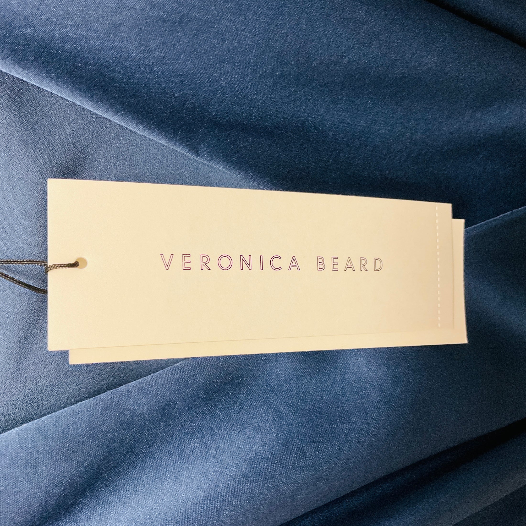 Veronica Beard Steel Blue Casela Ruched Sleeveless V-Neck Silk Midi Dress