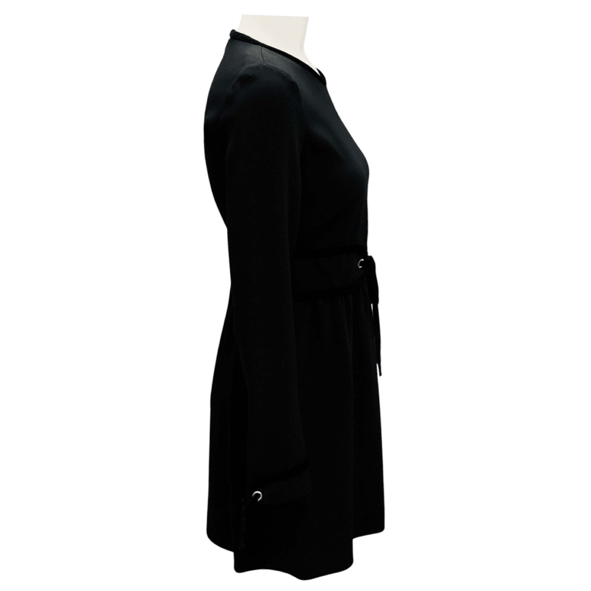 RED Valentino Black Velvet Trimmed Crepe Mini Dress