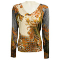 Load image into Gallery viewer, Etro Beige / Grey Multi Paisley Patterned Long Sleeved V-Neck Silk and Cashmere Knit Pullover Sweater
