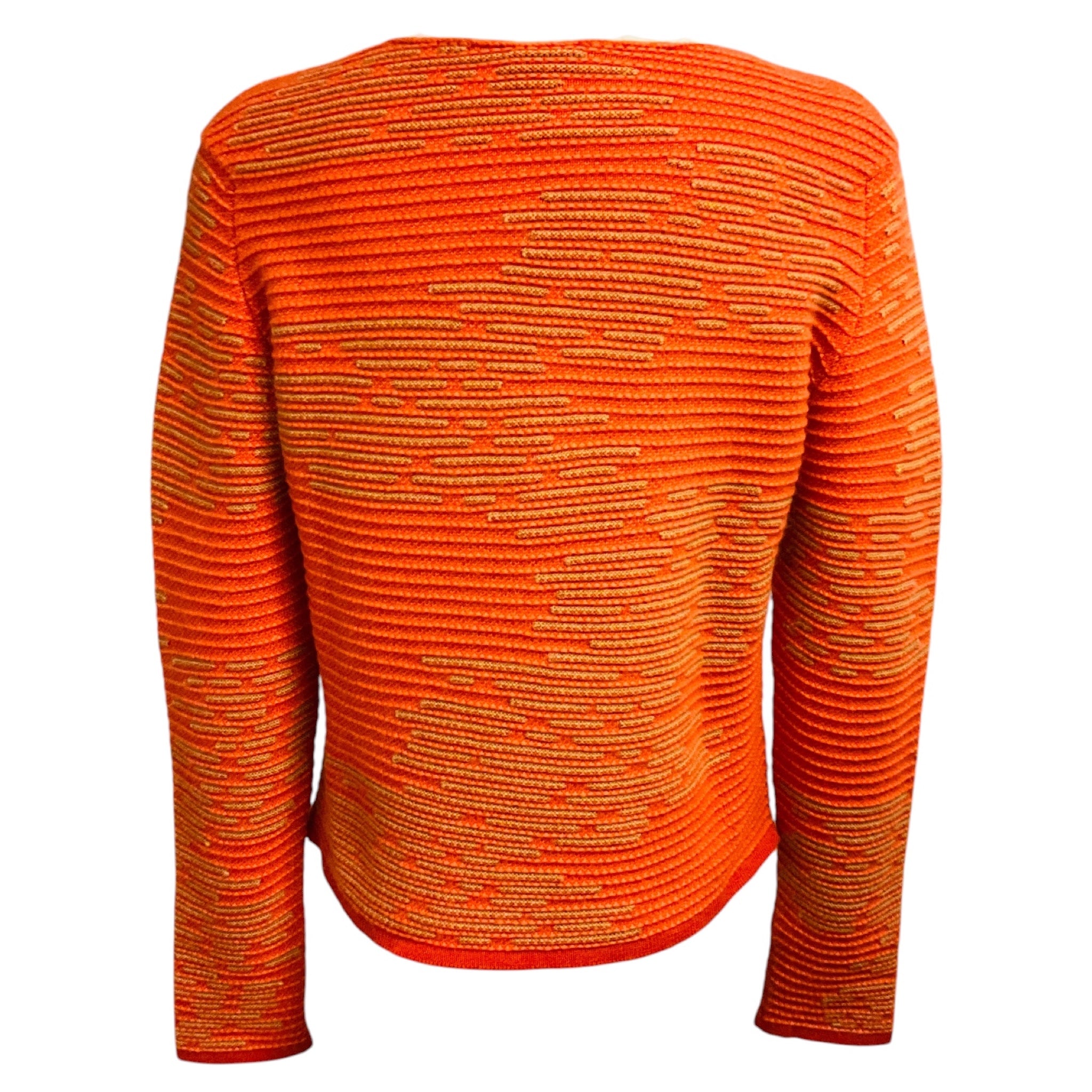 Chanel RARE Orange / Tan Ribbed Cashmere Knit Pullover Sweater with CC Logo Plaque