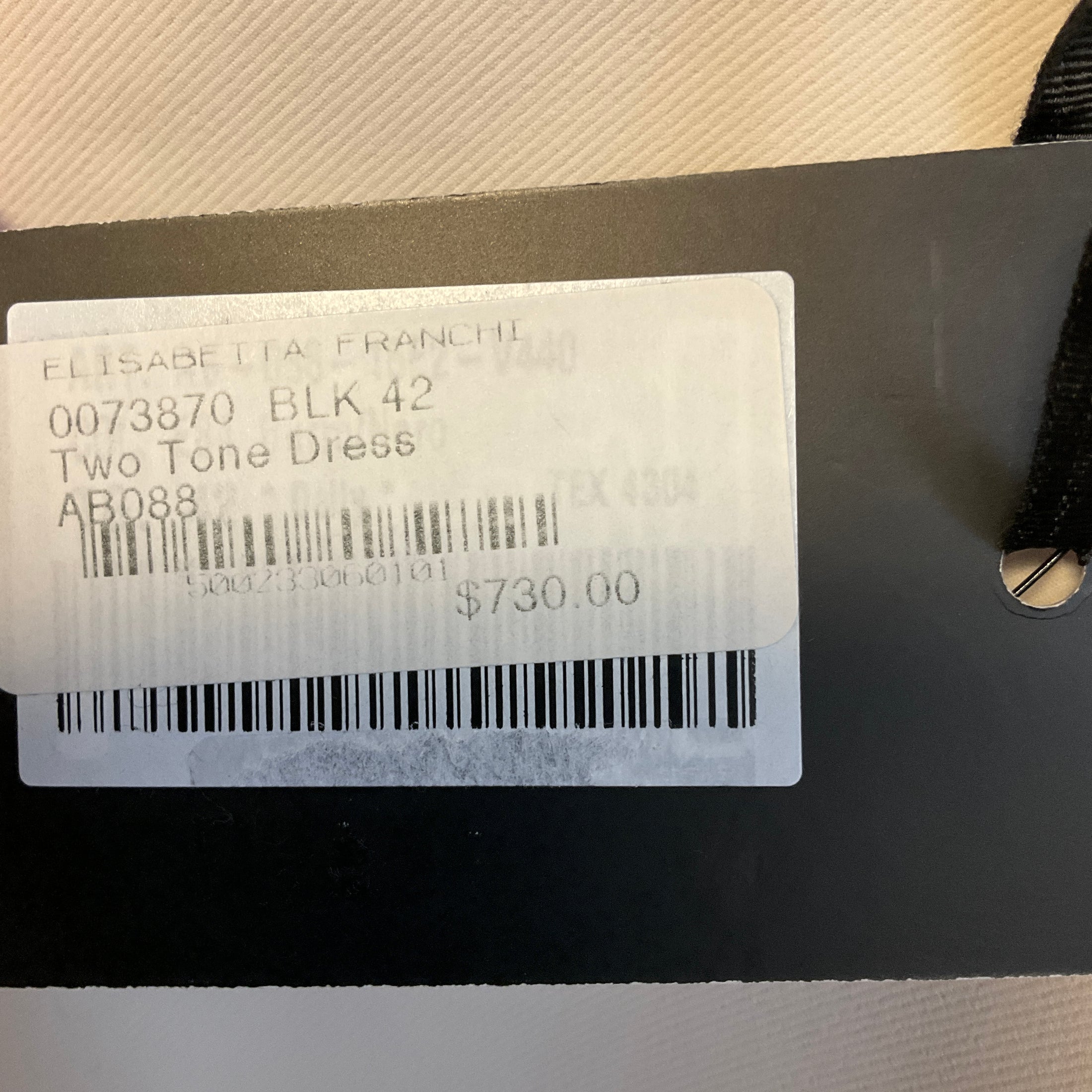 Elisabetta Franchi Ivory / Black Two Tone Midi Dress