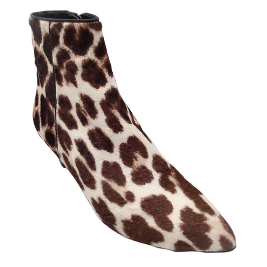 Barbara Bui Ivory / Brown Leopard Printed Calf Hair Ankle Boots