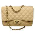 Load image into Gallery viewer, Chanel Beige Quilted Caviar Leather Chain Strap Single Flap Handbag with Gold Hardware
