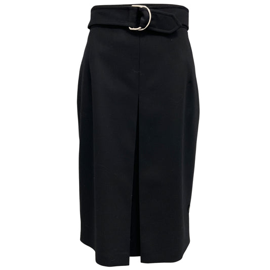 Hermes Black 2022 Inverted Pleated Wool Belted Skirt