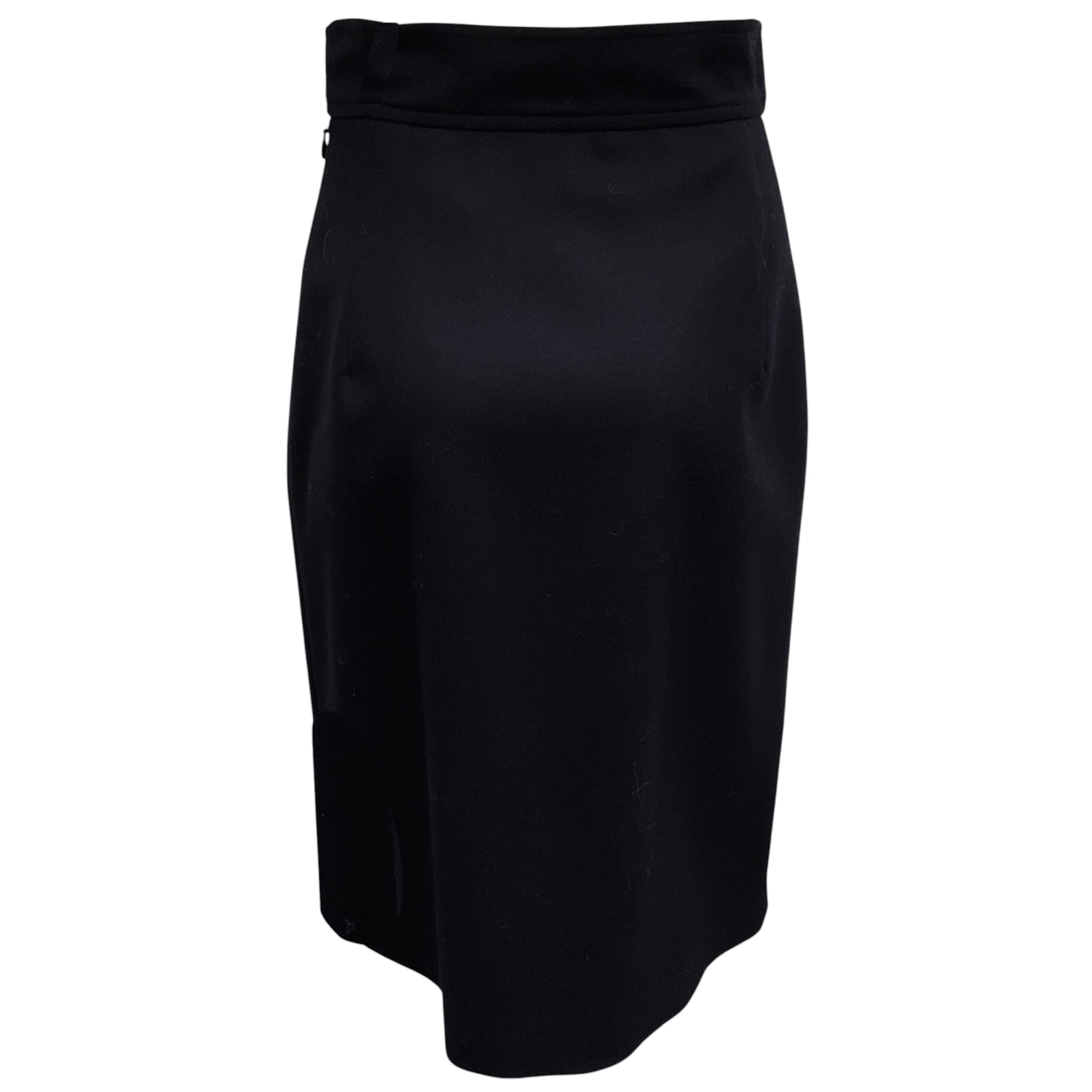 Hermes Black 2022 Inverted Pleated Wool Belted Skirt