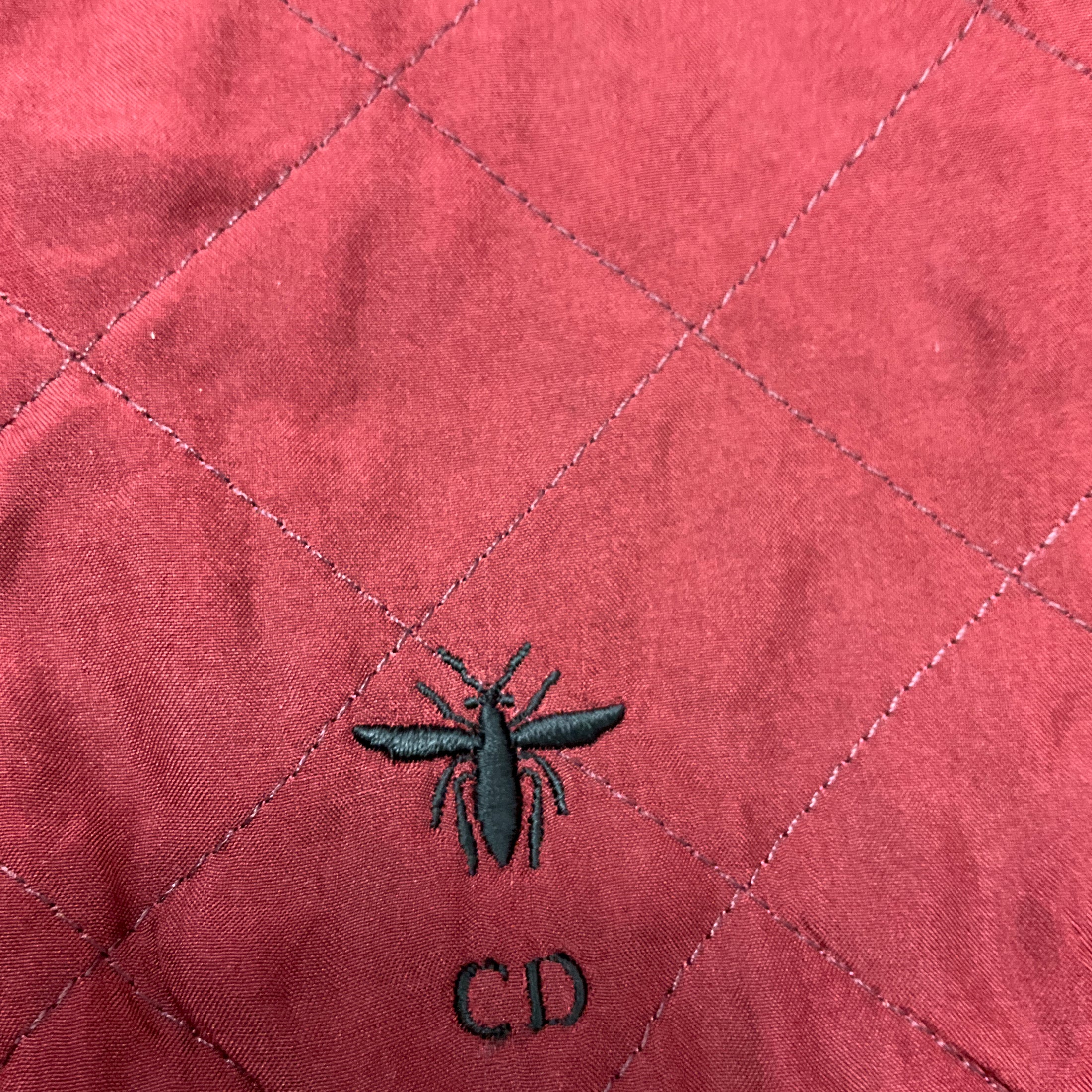 Christian Dior Burgundy Quilted Matelasse Silk Shorts with Bee Embroidery