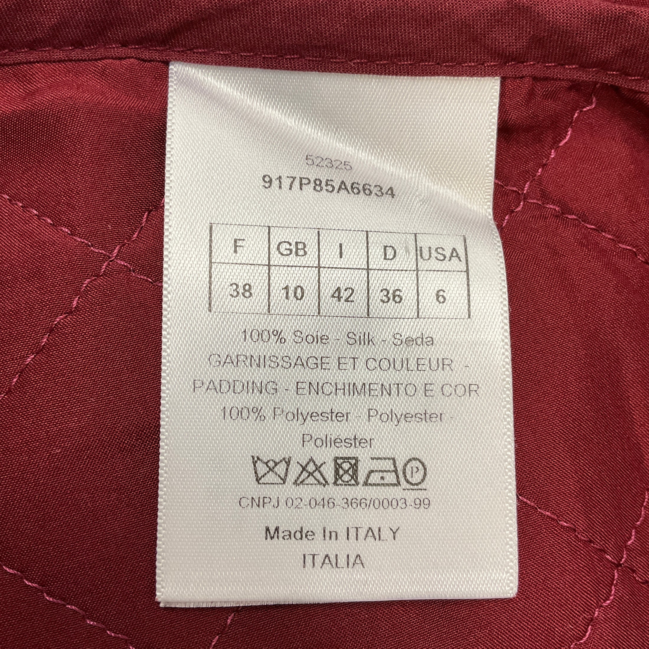 Christian Dior Burgundy Quilted Matelasse Silk Shorts with Bee Embroidery