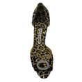 Load image into Gallery viewer, Manolo Blahnik Tan / Brown / Black Sedaraby Leopard Satin Crystal Buckle Peep Toe Heels
