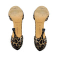 Load image into Gallery viewer, Manolo Blahnik Tan / Brown / Black Sedaraby Leopard Satin Crystal Buckle Peep Toe Heels
