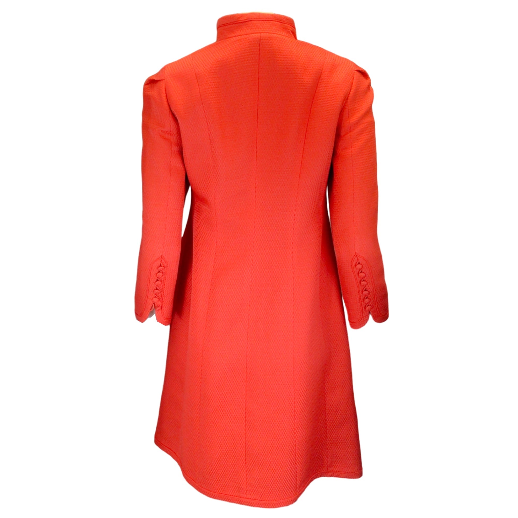 Rena Lange Poppy Red Button-Front Cotton and Silk Coat