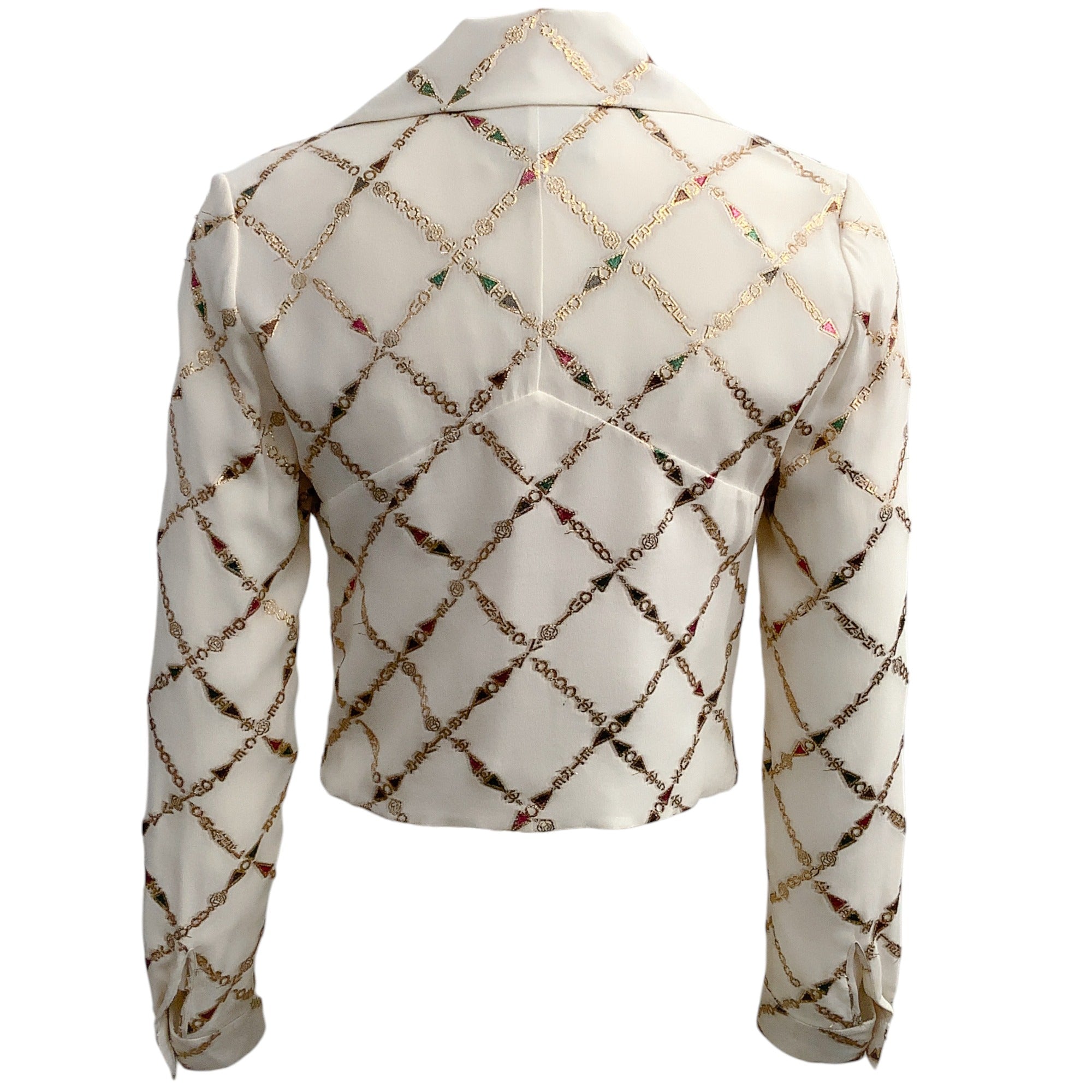 Chanel Ivory Low Cut Blouse with Gold Lurex Embroidery