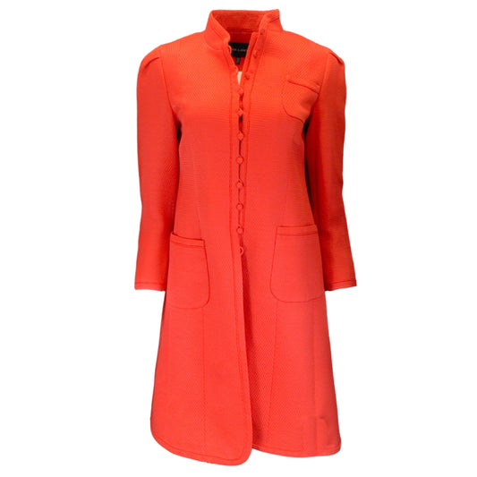 Rena Lange Poppy Red Button-Front Cotton and Silk Coat