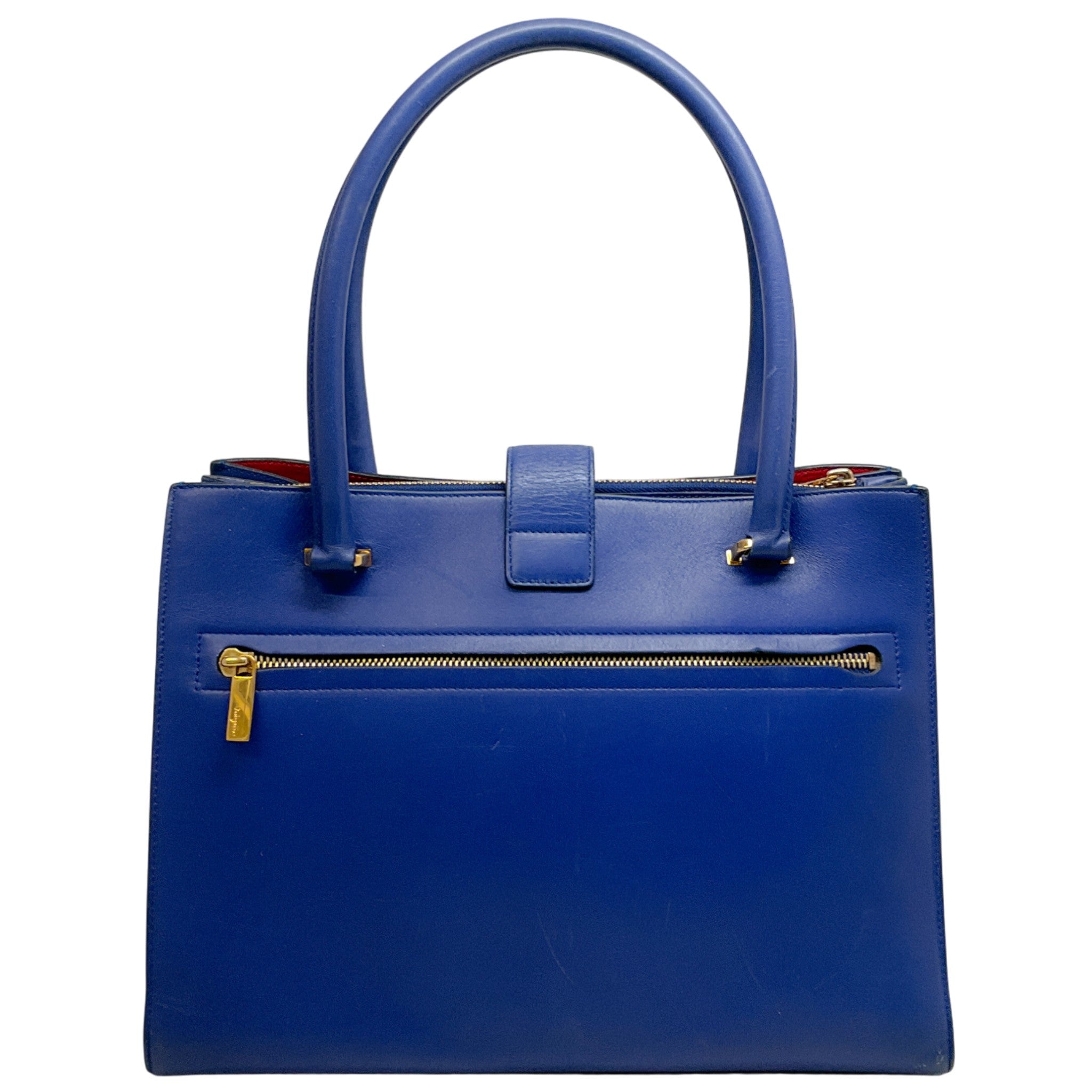 Salvatore Ferragamo Cobalt Leather Marlene Tote