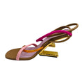 Load image into Gallery viewer, Fendi Pink / Tan Multi First F Colorblock Strappy Napa Architectural Heel Sandals
