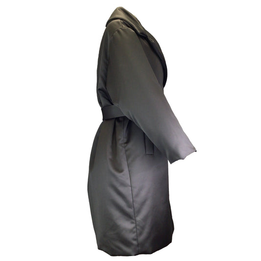Mantu Charcoal Grey 2022 Belted Padded Satin Coat