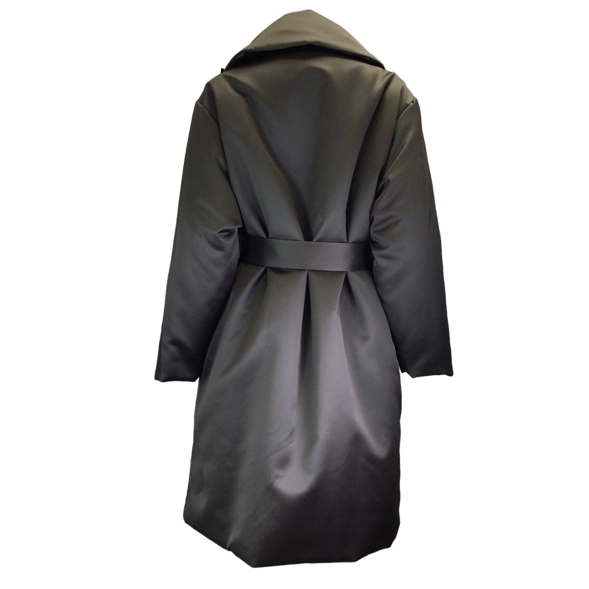 Mantu Charcoal Grey 2022 Belted Padded Satin Coat