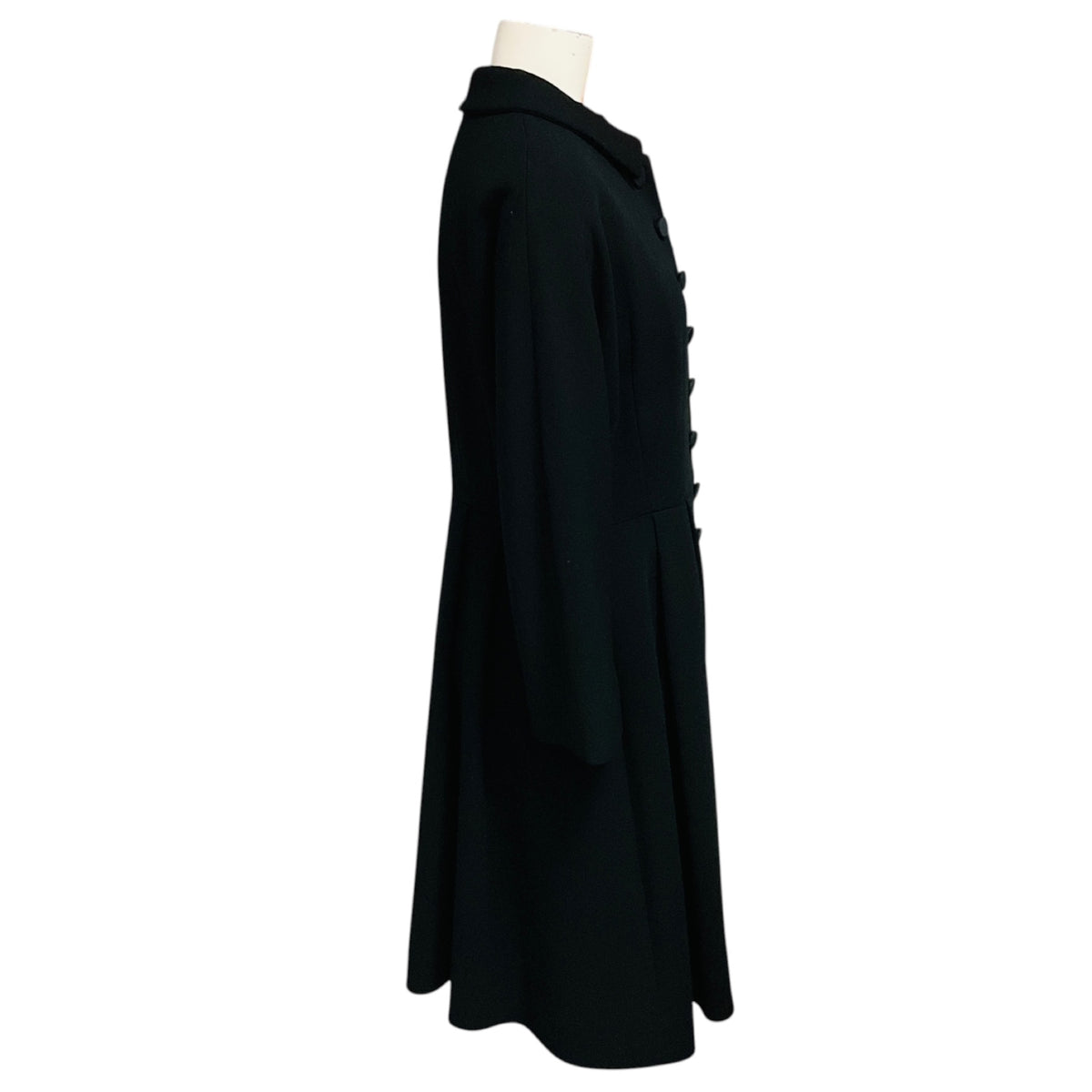 Dolce & Gabbana Black Collared Button Front Crepe Coat with Polka Dot Lining