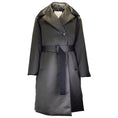 Load image into Gallery viewer, Mantu Charcoal Grey 2022 Belted Padded Satin Coat
