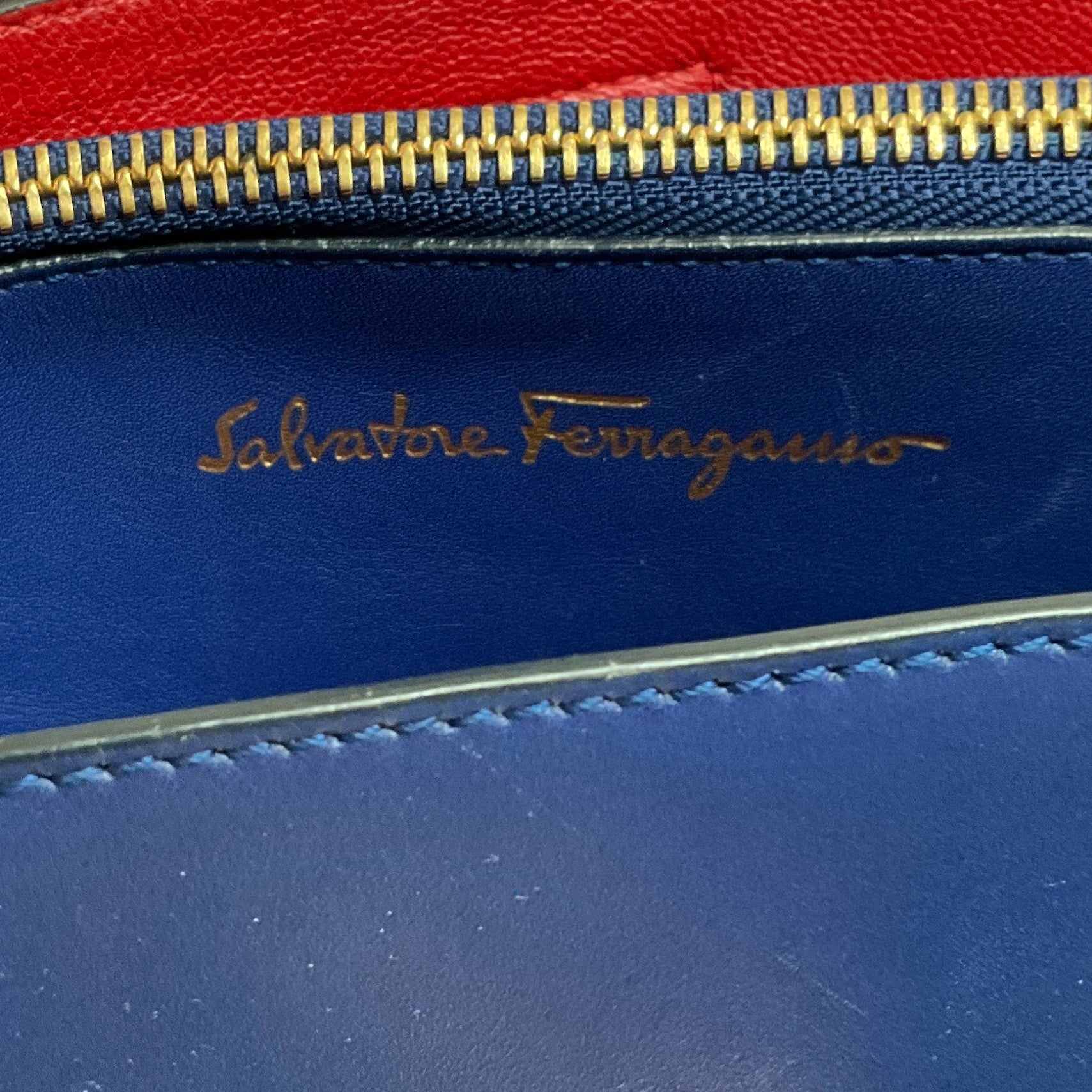 Salvatore Ferragamo Cobalt Leather Marlene Tote