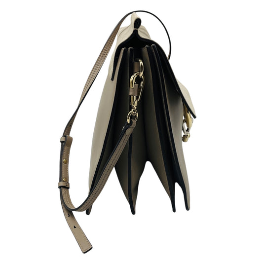 Chloe Motty Gray Faye Medium Flap Calfskin Leather and Suede Shoulder Bag