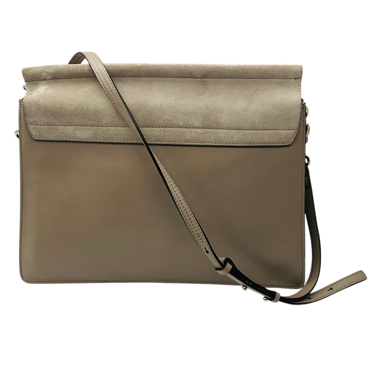 Chloe Motty Gray Faye Medium Flap Calfskin Leather and Suede Shoulder Bag