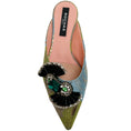 Load image into Gallery viewer, Rochas Green / Blue Jacquard Mules with Crystal Embellishments
