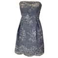 Load image into Gallery viewer, Monique Lhuillier Grey / Silver Metallic Embroidered Lace Strapless Mini Dress
