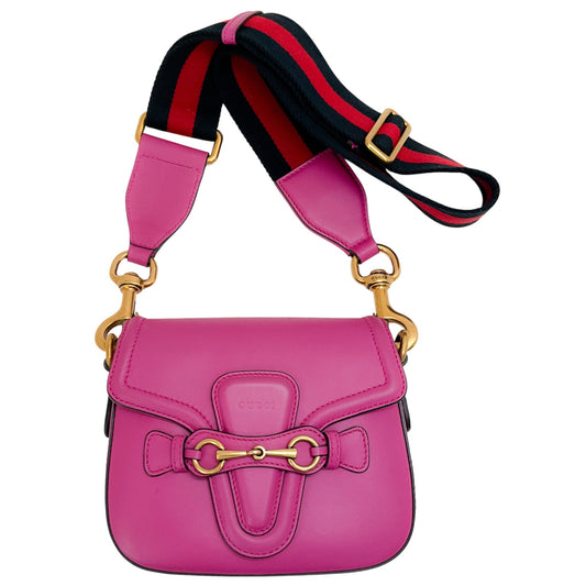 Gucci Pink Leather Lady Web Shoulder Bag
