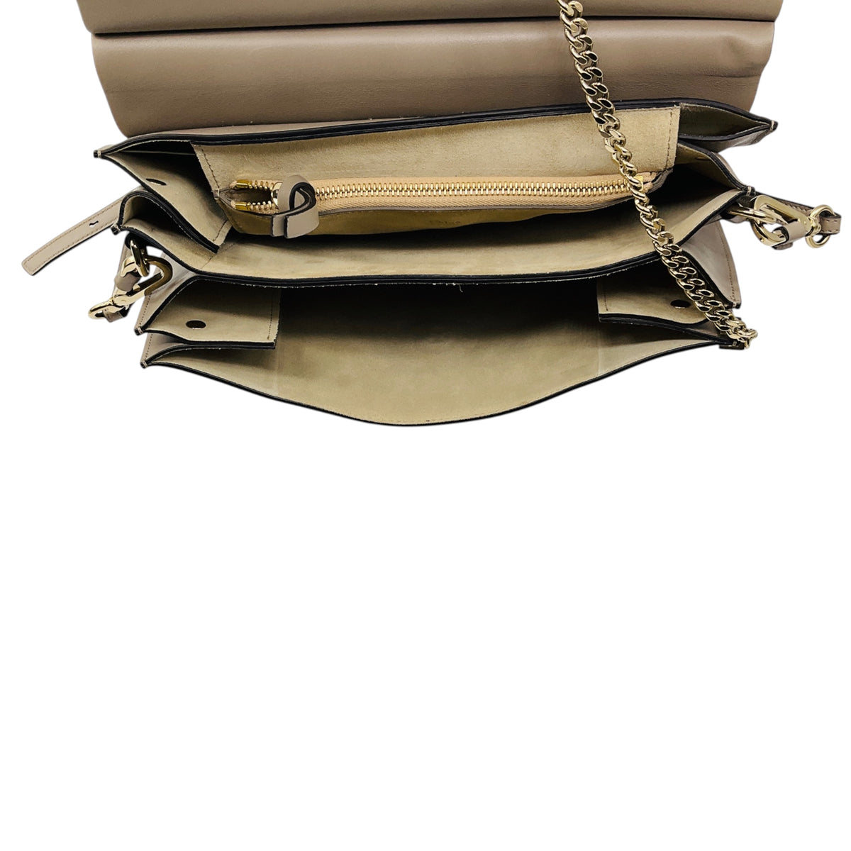 Chloe Motty Gray Faye Medium Flap Calfskin Leather and Suede Shoulder Bag