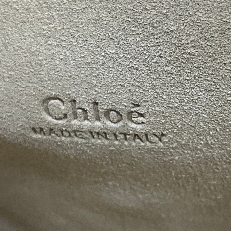 Chloe Motty Gray Faye Medium Flap Calfskin Leather and Suede Shoulder Bag