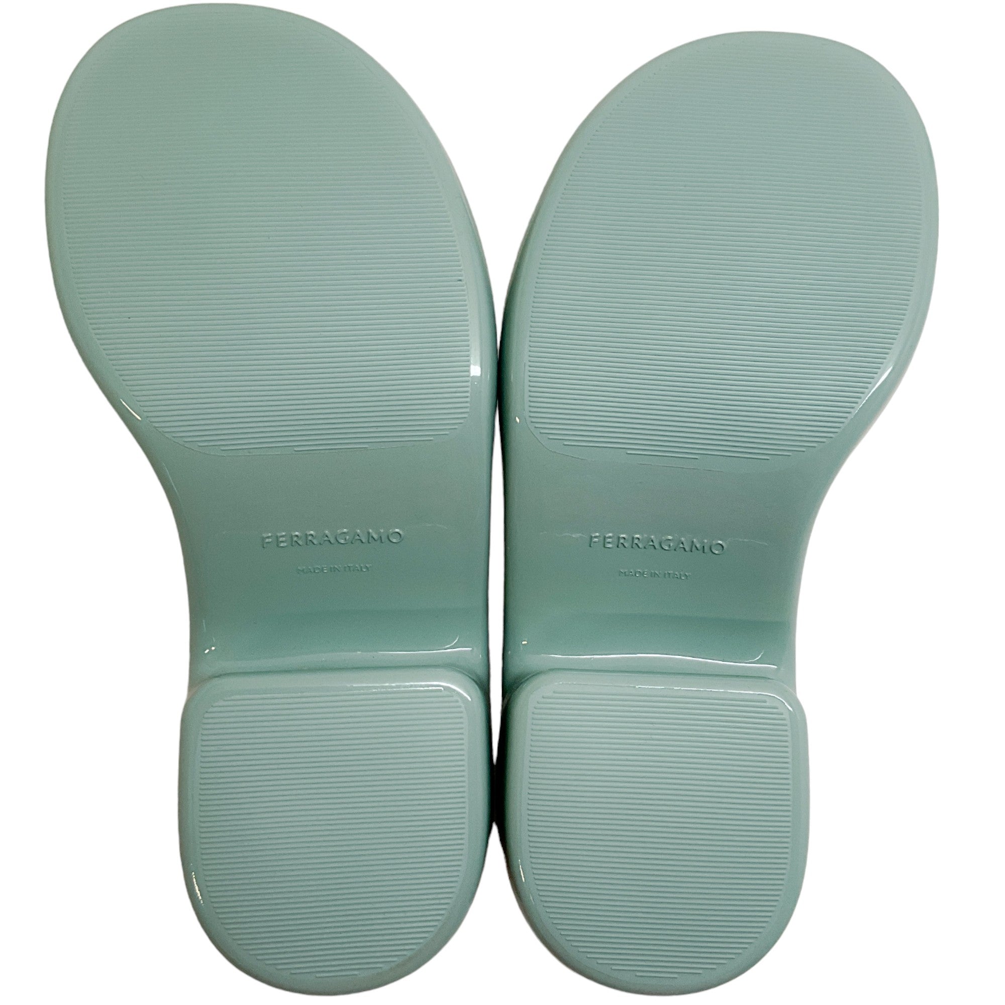 Salvatore Ferragamo 55mm Light Sage Chunky Rubber Open Toe Slides