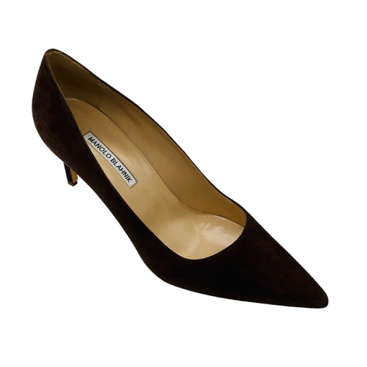 Manolo Blahnik Brown Pointed Toe Suede Leather Pumps