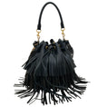 Load image into Gallery viewer, Saint Laurent Black Leather Fringe Emmanuelle Shoulder Bag

