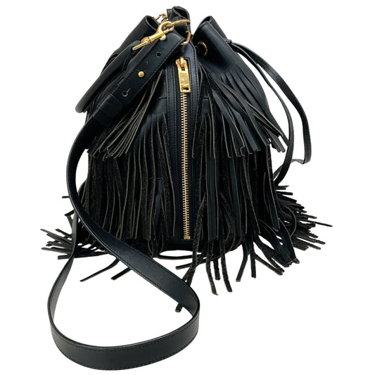 Saint Laurent Black Leather Fringe Emmanuelle Shoulder Bag