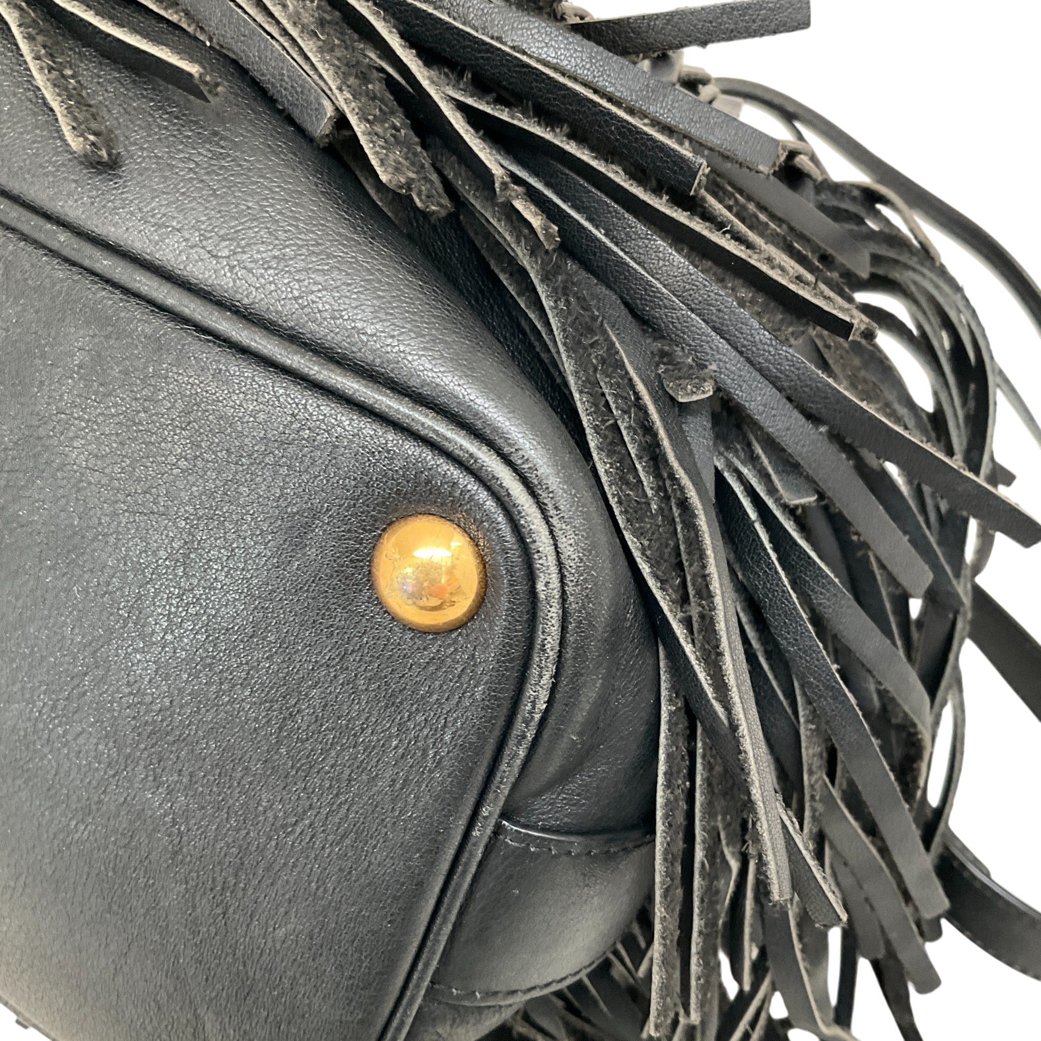 Saint Laurent Black Leather Fringe Emmanuelle Shoulder Bag