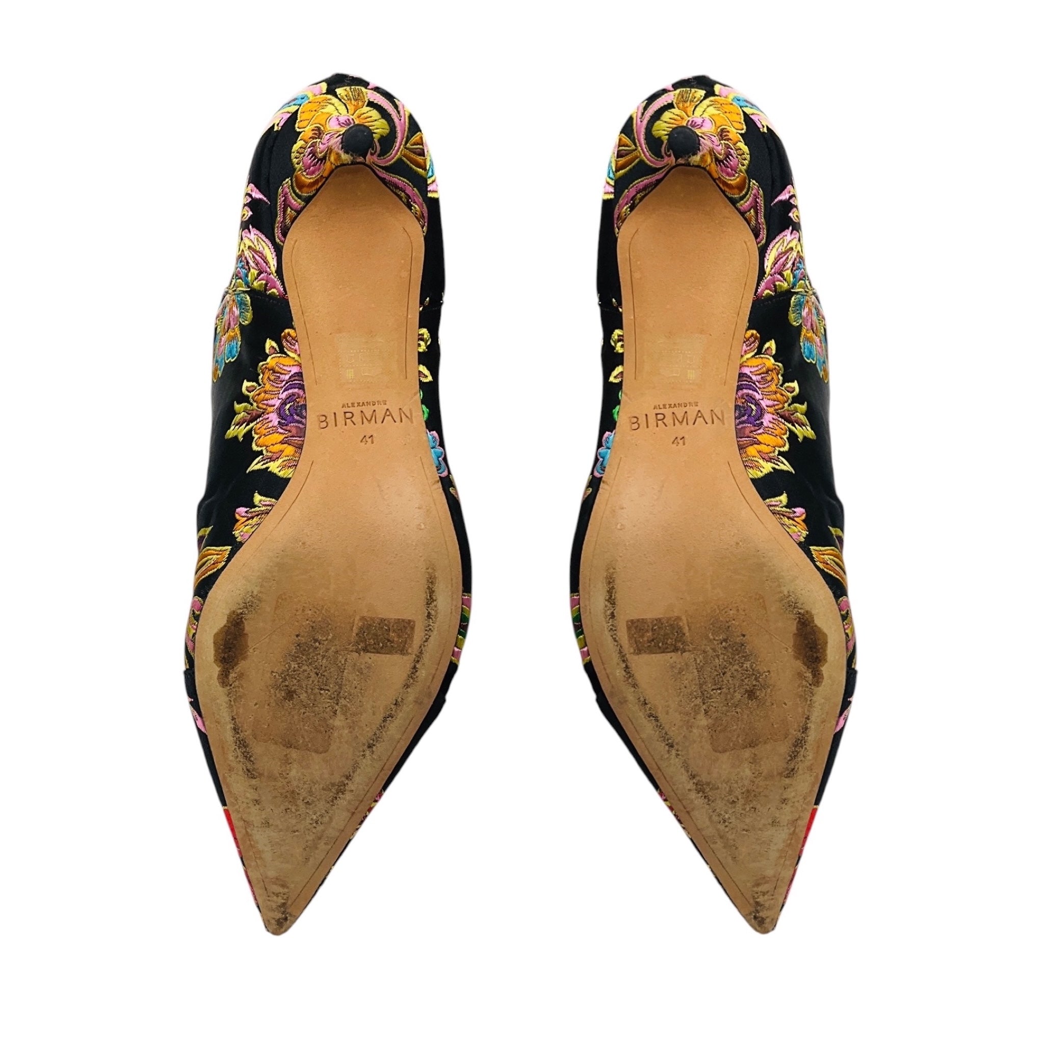 Alexandre Birman Black Multi Floral Jacquard Satin Ankle Boots