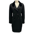 Load image into Gallery viewer, Balenciaga Black Double Breasted Mid Length Coat with Velvet Collar

