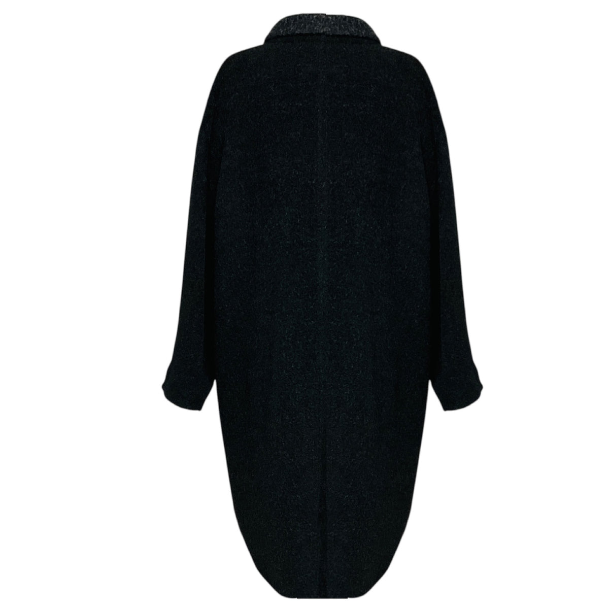 Givenchy Dark Charcoal Grey / Black Contrasting Lapel Single Breasted Alpaca Fur Coat