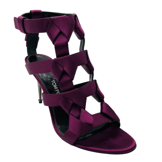 Tom Ford Purple Knot Detail Satin Caged Sandals