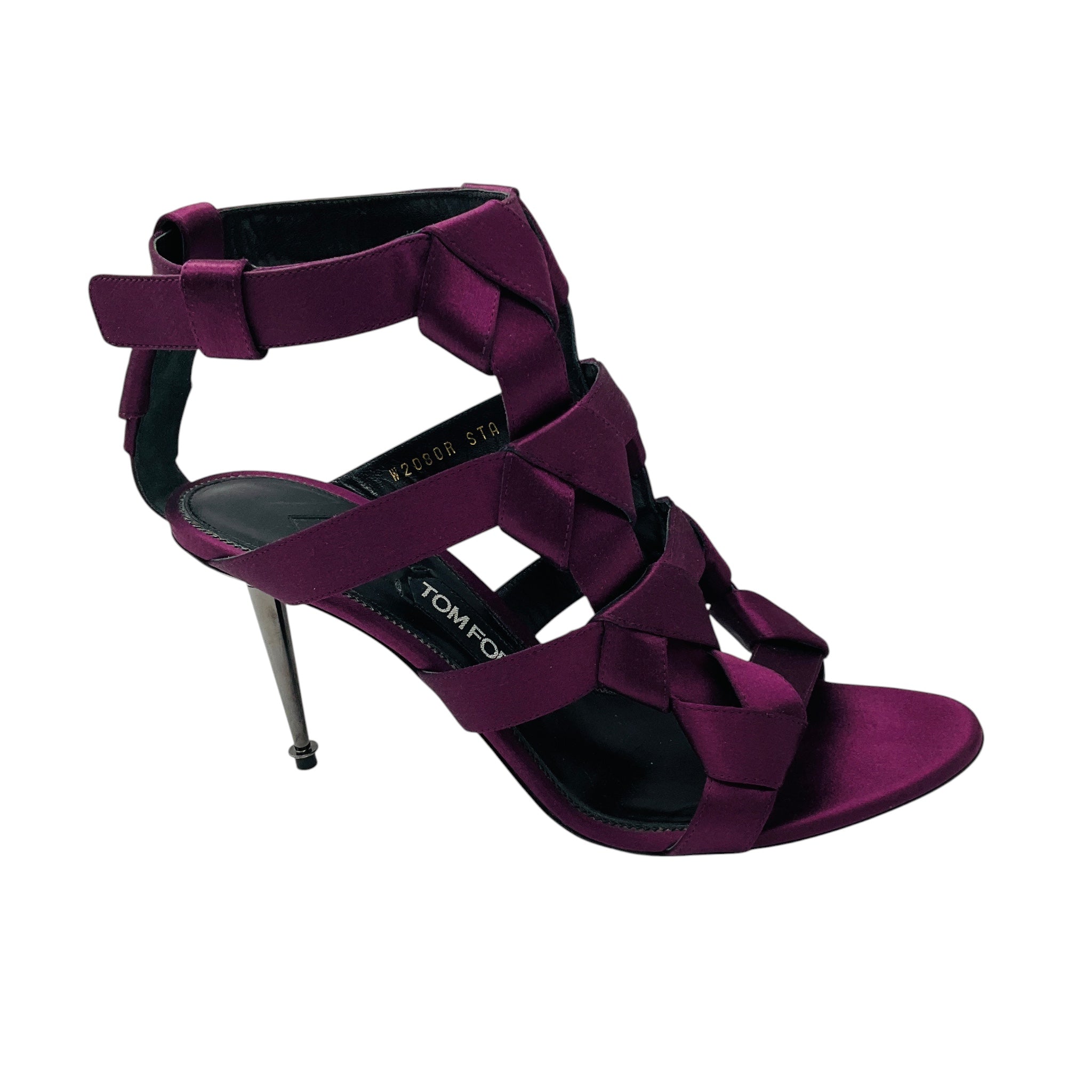 Tom Ford Purple Knot Detail Satin Caged Sandals
