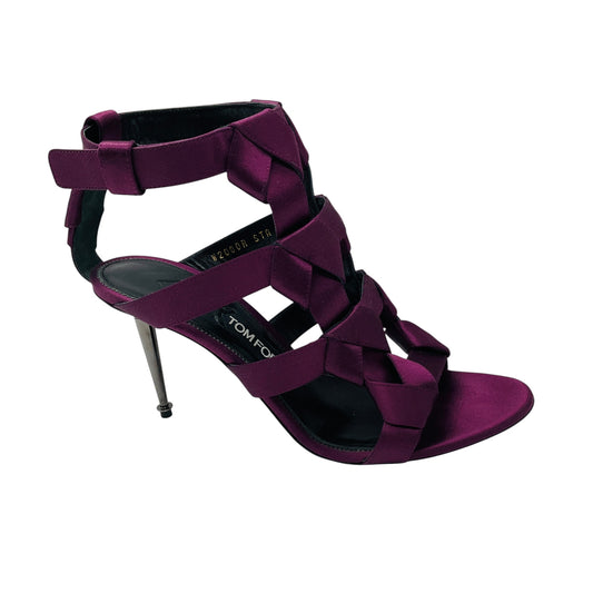 Tom Ford Purple Knot Detail Satin Caged Sandals