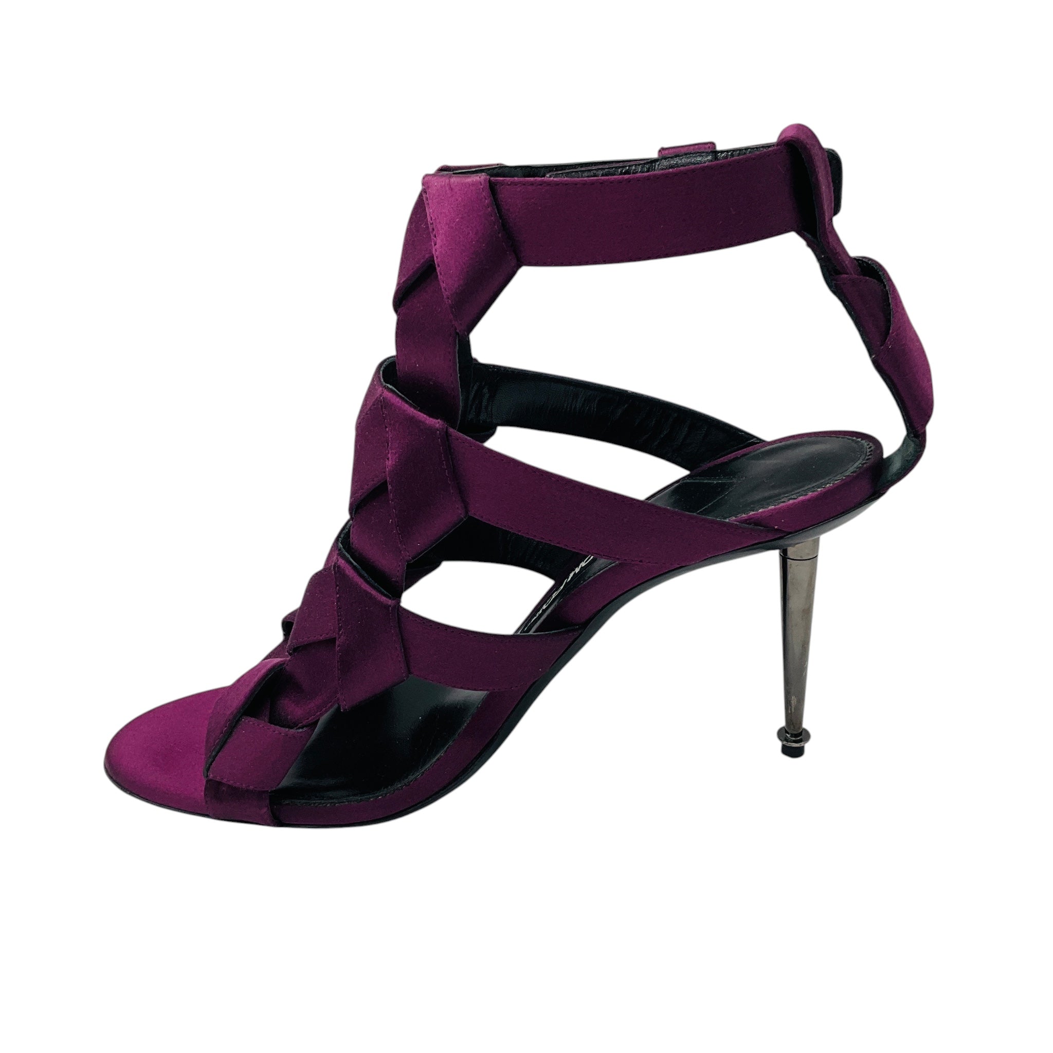 Tom Ford Purple Knot Detail Satin Caged Sandals