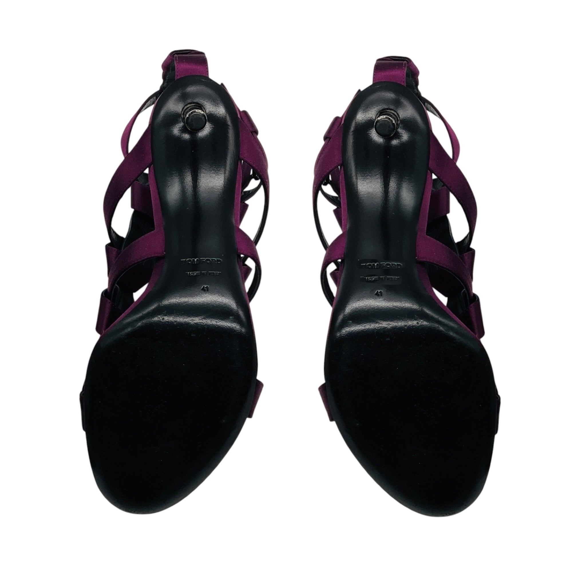 Tom Ford Purple Knot Detail Satin Caged Sandals