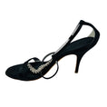 Load image into Gallery viewer, Giuseppe Zanotti Black Crystal Embellished Strappy Satin Sandals
