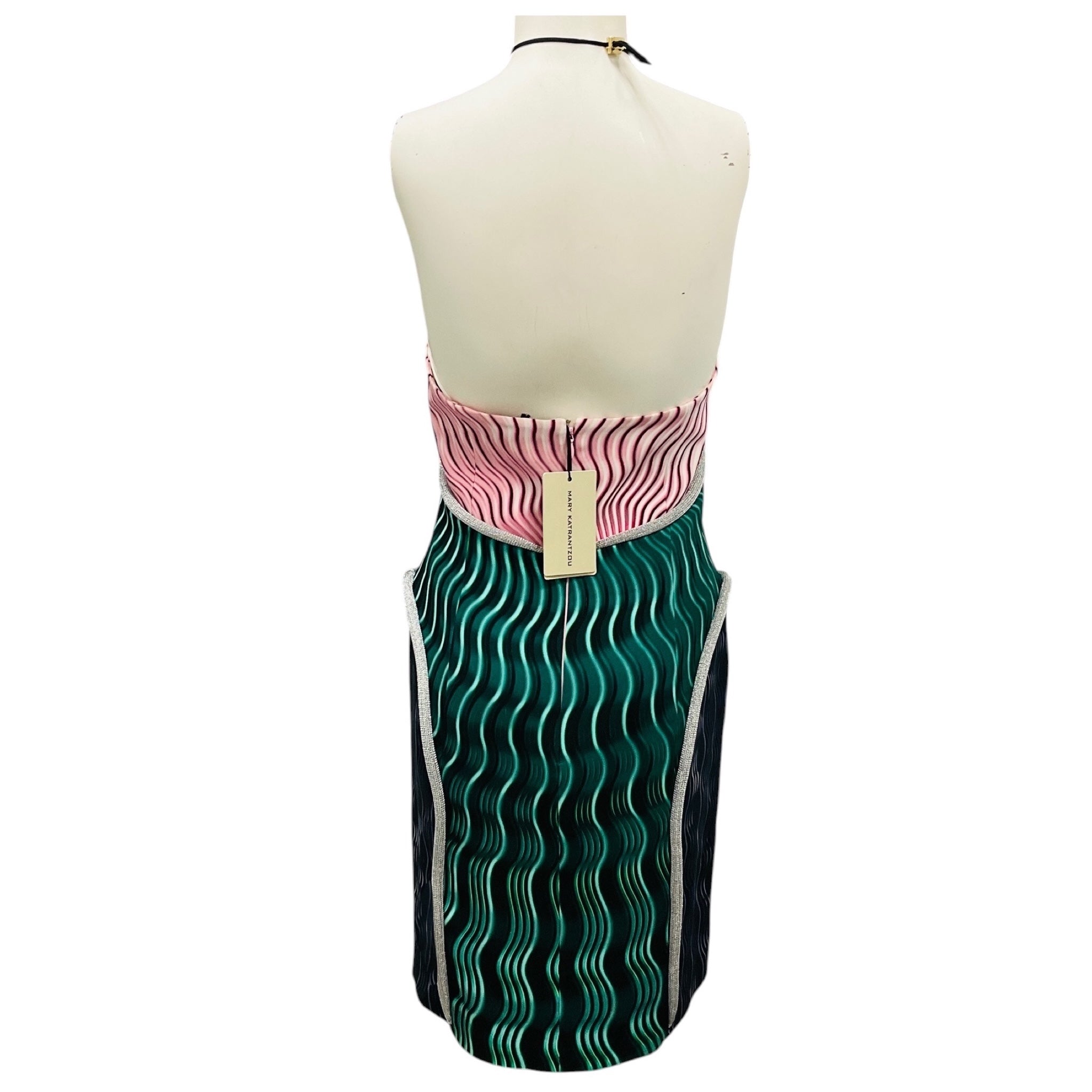 Mary Katrantzou Pink / Green Multi Printed Halter Mini Dress