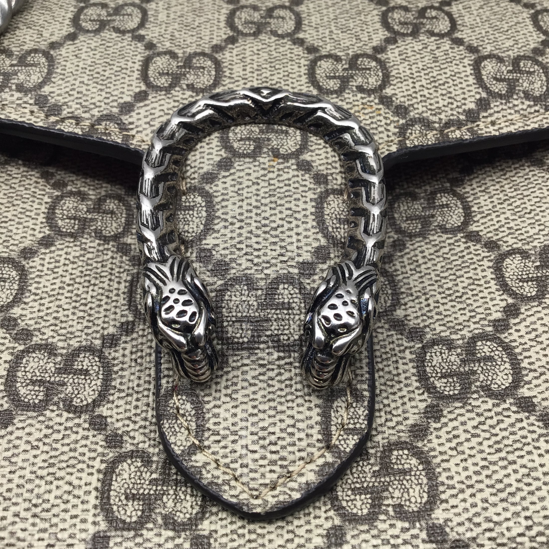 Gucci Beige / Pink GG Supreme Monogram Mini Dionysus Chain Wallet Handbag